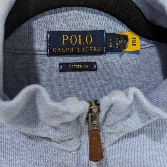 POLO RALPH LAUREN Men's Classic Estate-Rib Quarter-Zip Pullover Sweater | Large - Picture 3 of 6